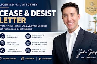 draft a professional cease and desist letter as a US attorney