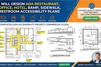 design ada restaurant office hotel ramp sidewalk and restroom accessibility plan