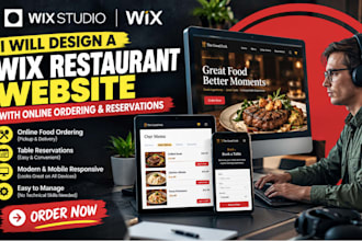 design a wix restaurant website with online ordering and reservations