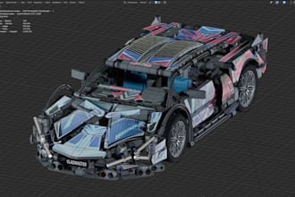 design custom 3d lego model set 3d lego car, toy, ship with manual instructions