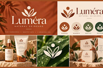 design skincare brand identity, cosmetic branding kit and brand style guidelines