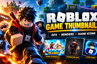 design unique roblox game thumbnails and gfx icons indie roblox studios