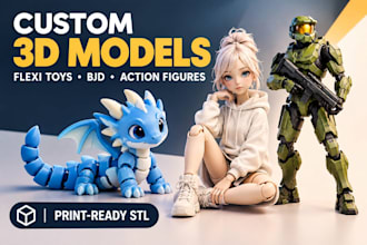 3d printing flexi toy articulated model 3d bjd 3d modeling action figure