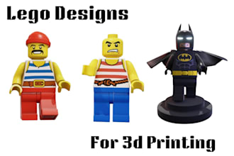 design custom 3d lego model, lego minifigure 3d toy for 3d printing