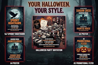 design a creepy halloween flyer for your event, party or social media ads