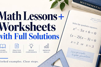 create math lessons and worksheets with full solutions