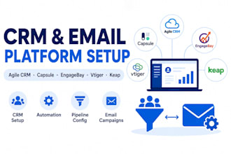 set up agile CRM, pipedrive , engagebay, vtiger, keap, or constant contact