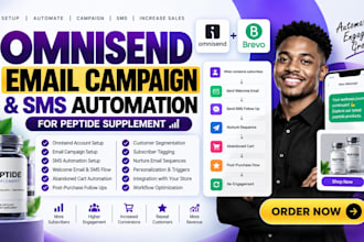 setup omnisend email campaign and sms automation for peptide supplement