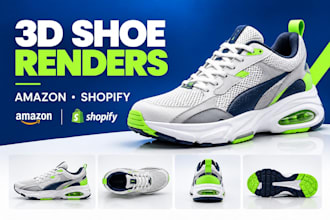 create 3d shoe renders for amazon shopify ecommerce product photos