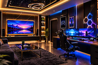 design a professional streamer studio and gaming studio