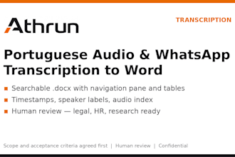 transcribe portuguese audio and whatsapp chats into a searchable word file