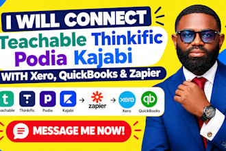 connect teachable thinkific podia kajabi stripe with xero quickbooks zapierstrip