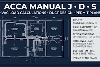 do acca manual j, manual d, manual s hvac load calculations, duct design