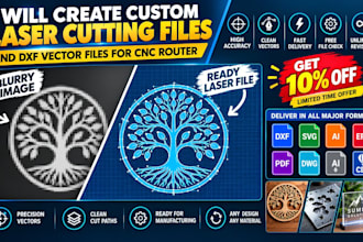 create custom laser cutting file and dxf vector file for cnc router