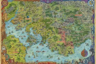 create a detailed fantasy world map for your book rpg game or worldbuilding