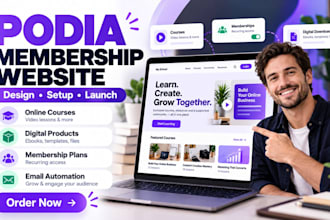 design podia membership website, online course and digital product store