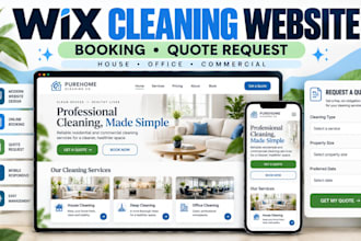 design wix cleaning website for house cleaning with online bookings and quote