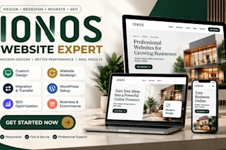 design, redesign ionos website, ionos migration, wordpress design, wix and seo
