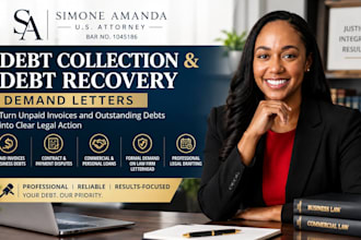 draft a debt collection or debt recovery demand letter as a US attorney