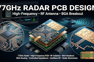 design high frequency 77ghz radar pcb, antenna and bga breakout