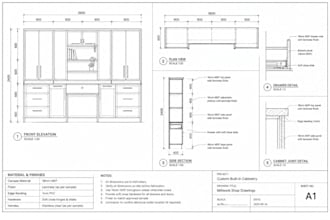 create millwork shop drawing, cabinetry, casework, joinery and autocad detailing