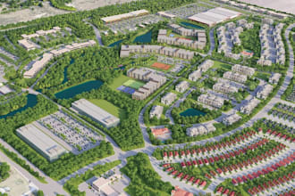 residential site plan, mixed use community, real estate masterplan, green spaces