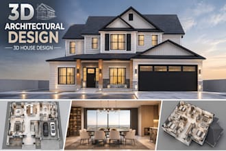 3d architectural design house model floor plan interior exterior 3d rendering