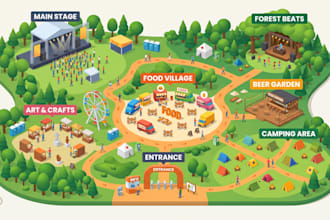 design festival map, event map, venue map, wedding map and location layout