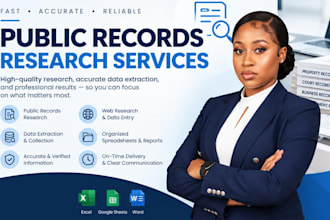public records research, data extraction and web research