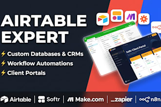 build airtable database airtable automation crm, and softr portal