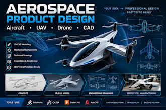 design aerospace products, aircraft, uav, drone and cad models