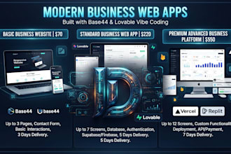 build base44 lovable business website web app dashboard portal and mvp