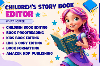 children book editing, kids story book, picture book editor and amazon kdp