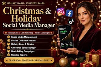 christmas, black friday and holiday sales social media marketing manager