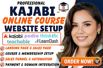 design kajabi website, landing page, and online course setup