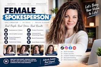 spokesperson female spokesperson video human ugc video actor spokesperson