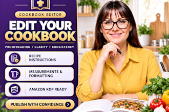 professionally edit and proofread your cookbook and recipes for amazon KDP