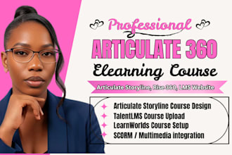 design articulate storyline and rise course, talentlms setup, learnworlds upload