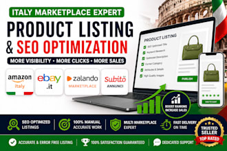 do amazon italy SEO, ebay, zalando and subito product listing