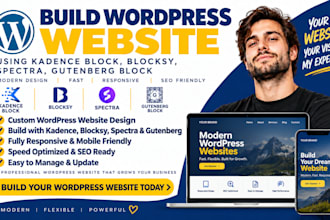 build wordpress website using kadence block, blocksy, spectra, gutenberg block