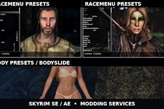 create skyrim se ae racemenu presets, body presets, ports and armor refits