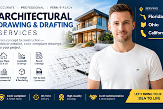 architect city permit drawing plan blueprint in autocad florida ohio california