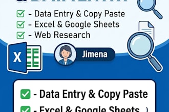 be your expert virtual assistant for data entry and web research