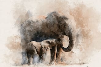 draw watercolor animal illustration art for you