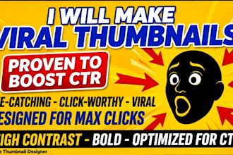 design eye catching  viral  youtube thumbnails that get clicks