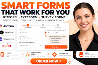 build jotform typeform survey form with conditional logic automation calculation