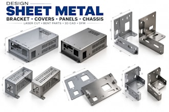 design 3d cad sheet metal bracket cover panel chassis laser dfm