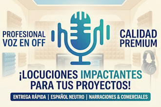 make voice over, dubbing and audio editing spa, eng, por