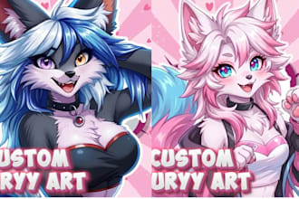 draw furry pfp, furry icon, furry nsfw fursona badge, discord avatar art