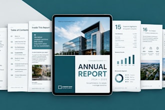 design a professional annual report, financial report, or company profile